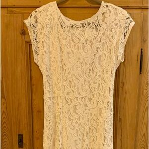 Aryn K Cream Lace Sheath.  Midi length; underlined to knee.  Never worn.